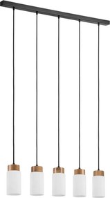 Żyrandol na przewodzie MARKUS 5xE27/15W/230V czarny/dąb