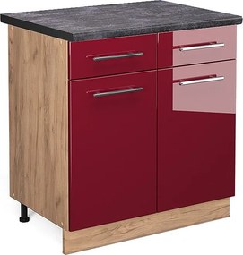 Szafka dolna do kuchni bordowa czerwień wysoki połysk 80x60x82 fame-line