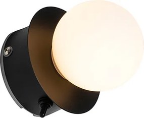 Lampa ścienna czarna IP44 z przełącznikiem - Cederic