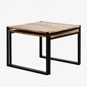 Kwadratowe Stoliki Kawowe Z Drewna Mango Emet Drewno Mango - Sklum