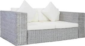 Szara 2-osobowa sofa z rattanu W1-F16
