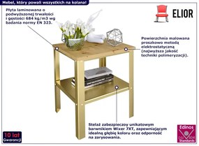 Minimalistyczny stolik kawowy złoty + dąb artisan - Kurina 3X