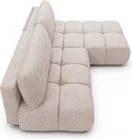 Narożnik Lerio prawostronny z funkcją spania - jasno beżowa dzianina hydrofobowa Blur 02