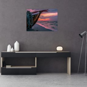 Obraz na szkle łodzi na brzegu (70x50 cm)