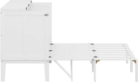 Łóżko chowane 140x200 cm z drewna - z stelażem na listwach - Białe