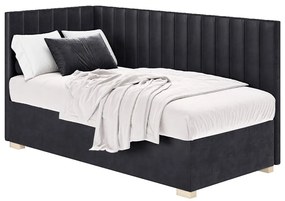Ciemnoniebieskie narożne łóżko dziecięce ze schowkiem i materacem 90x200 cm Snugi – Ghado