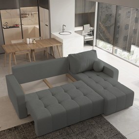 Masseno Narożnik VOLIRA z funkcją spania i pojemnikiem na pościel Narozniki L, Rozkładana sofa - Szary, QUELLE 92