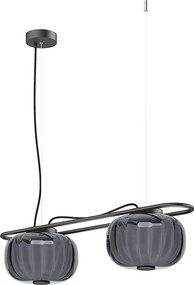 Lampa sufitowa KRISTA w stylu klasycznym - 2x LED SMD AC 10W - 1660lm i 2700K - klosz szklany ø24 cm x wys. 130 cm - Stalowo-niebieski - IP20