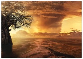 Obraz na szkle - pomarańczowe chmury (70x50 cm)