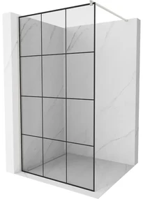 Mexen Kioto ścianka prysznicowa Walk-in 100 x 200 cm, czarny wzór 8 mm, nikiel szczotkowany - 800-100-101-97-77