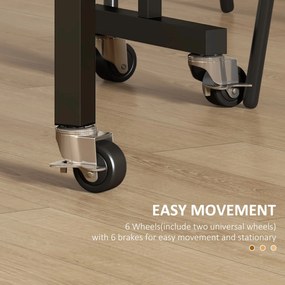 HOMCOM Składany stół na kółkach dla 4-6 osób stelaż stalowy szary 52,5-120x80x73 cm | Aosom PL