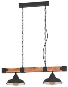 Czarno-naturalna lampa wisząca z metalowym kloszem OLDBURY – EGLO