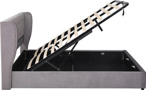 Łóżko tapicerowane welurowe 180x200cm z stelażem na listwach - Szare