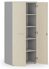 Szafa biurowa z drzwiami PRIMO GRAY, 800 x 500 x 1781 mm, szary/brzoza