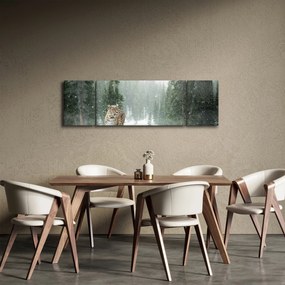 Obraz lamparta na śniegu (170x50 cm)