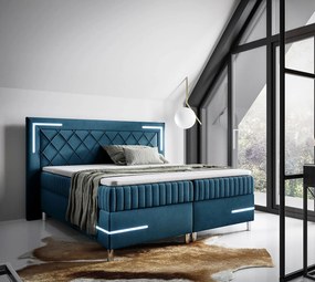 Niebieskie łóżko kontynentalne z oświetleniem LED 5 rozmiarów N8-E85