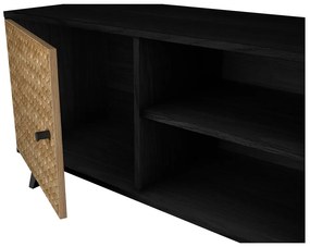Czarna szafka pod TV w dekorze drewna egzotycznego 136x53 cm Hanoi – Marckeric