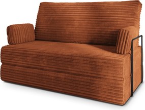 Masseno Sofa piankowa LADIA z funkcją spania, Kanapa z pianki do salonu, Bezmontażowa, Tkanina sztruksowa – Brązowy TILIA 52