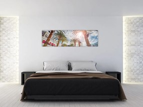 Obraz - palmy z basenem (170x50 cm)