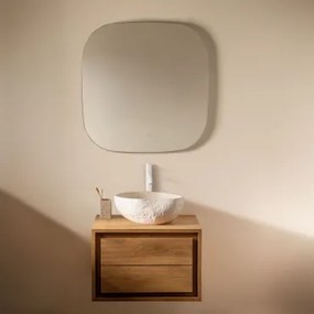 Zestaw Wiszących Mebli Łazienkowych Z Drewna Tekowego Jabari Drewno Tekowe & Nieregularna Z Biały Cementu ↔︎40 - Sklum