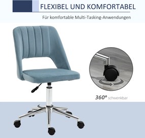 Vinsetto Krzesło Biurowe Obrotowe Kształt Muszli Pielgrzyma Regulowane Aksamitnopodobny Poliester Niebieskie | Aosom PL