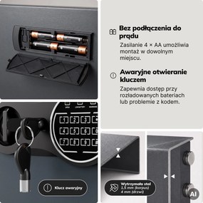 Szafka na klucze elektroniczna z wrzutnią i zamkiem na kod, na 133 klucze, 430x665x130 mm: BRUCE