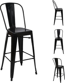 Metalowy stołek barowy MCW-A73 (zestaw 4 sztuk),  czarny