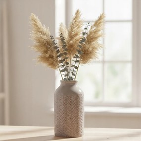 Osłonka Ceramiczna Szara 17 cm Nowoczesny Wazon zdobiony Elegancki wzór