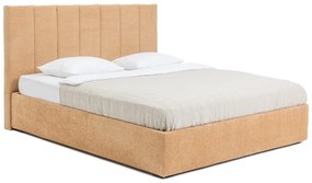 Musztardowe tapicerowane łóżko dwuosobowe ze schowkiem z materacem i stelażem 160x200 cm Thessa Bold Line – Bonami Selection