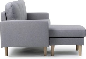 Kanapa narożna "Gabby" z weluru - Prawostronna lub lewostronna (możliwość zmiany położenia narożnika) - 3 miejsca - Jasnoszara