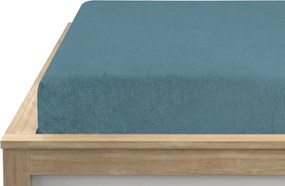 PrzytulneMieszkanie.pl Elastyczne prześcieradło MOLTON z polaru w kolorze naftowym 90 x 200 cm