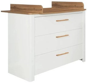 Biała niska komoda dziecięca w dekorze dębu z przewijakiem 119x100 cm Ava – Roba