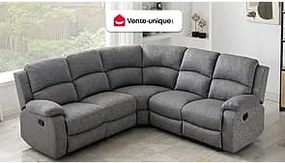 Kanapa narożna z funkcją relax, tapicerowana, jasnoszara – RIETI