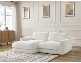 Biały narożnik z tkaniny szenilowej (lewostronny/z szezlongiem) Leonore – Bobochic Paris