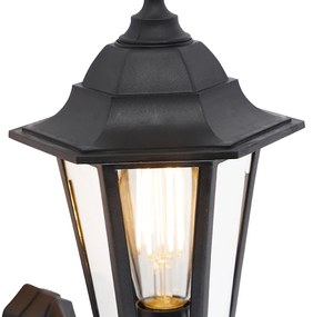 Zewnetrzna Klasyczna lampa ścienna zewnętrzna czarna z czujnikiem ruchu - New Haven klasyczny/Antyczny Oswietlenie zewnetrzne
