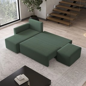 Masseno Narożnik VELOTTI z funkcją spania i pojemnikiem na pościel Narozniki L, Rozkładana sofa - Zielony, QUELLE 37