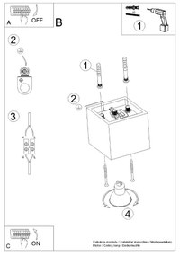 Plafon QUAD 1 szary SOLLUX  LIGHTING