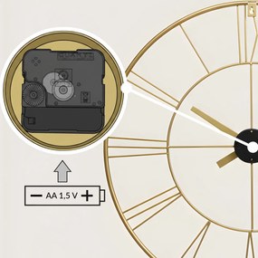 Zegar ścienny w stylu industrialnym ARATIO, Ø 70 cm