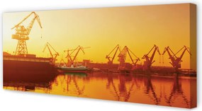 Duży obraz na płótnie Wschód Słońca nad Gdańską Stocznią