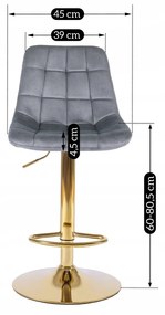 Krzesło Barowe Tapicerowane Hoker ARCOS Szare Welurowe Nowoczesne Glamour