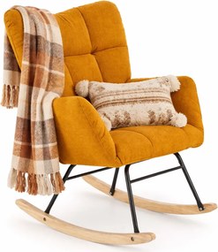 Musztardowy wypoczynkowy fotel bujany A2-D89