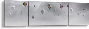 Obraz - Balony nad ceglaną ścianą (170x50 cm)