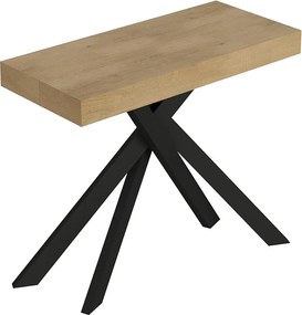 Stół konsolowy Saki Small rozkładany 90x40/196 cm dąb naturalny z nogami w kolorze antracytowym