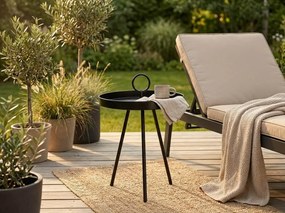 Ogródkowy stolik pomocniczy SIRVON metalowy 50x70 cm, czarny