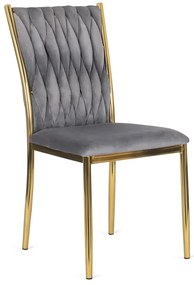 Szare welurowe krzesło plecione glamour E4-L07