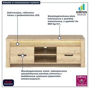 Nowoczesna szafka RTV podświetlana dąb artisan F9-L65