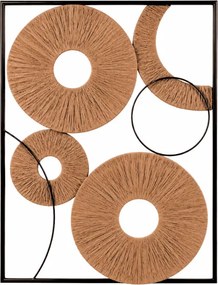 Dekoracja ścienna CIRCLES metalowa 48x68 cm, czarna / brązowa