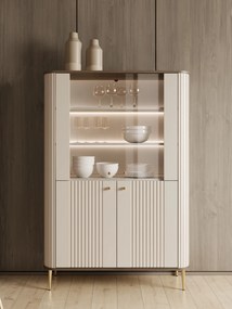 Witryna Vesper 103 cm czterodrzwiowa - kaszmir / orzech / złote nogi
