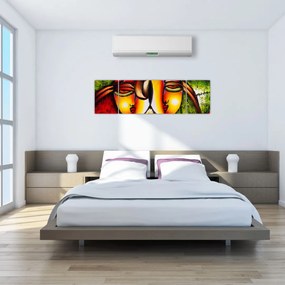 Obraz - Obraz olejny, abstrakcyjne twarze (170x50 cm)