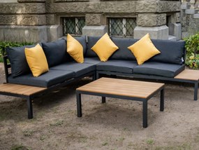 Duży narożnik aluminiowy ze stolikiem MASSIMO czarny